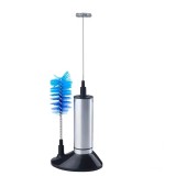 Mixer electric spumare lapte, 3W, inox, 2 capete: amestecare, curățare pahare - portabil, fără fir (baterii AAA)
