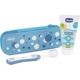 Chicco Always Smiling Set 6m+ set pentru &icirc;ngrijirea dentară cu sac Light Blue 1 buc