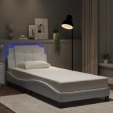 VidaXL Cadru de pat cu lumini LED, alb, 80x200 cm, piele ecologică