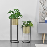 Suport plante Mettet 2 bucati masuri diferite metal negru/auriu [en.casa] HausGarden Leisure, [en.casa]
