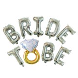 Set baloane din folie metalizata, flippy, model bride to be cu inel de logodna, litere de 40 cm, baloane party, ambalaj individual, pai inclus, umflar