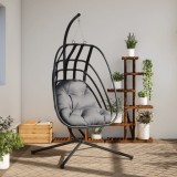 vidaXL Balansoar Suspendat Tip Ou Antracit, Oțel, 150kg, Perna Inclusa - Scaun Hamac Gradina/Interior