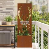 vidaXL Ghiveci de Grădină cu Panou Decorativ Ruginit 50 x 140 cm