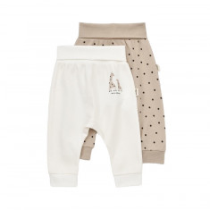 Set 2 pantaloni bebe unisex Girafa, BabyCosy, 100% bumbac organic (Marime: 9-12 luni)