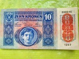 H215-I-Bancnota veche 10 koroane 1915 Austro- Ungaria Deutch OsterReich stare foarte buna, aproape necirculata.