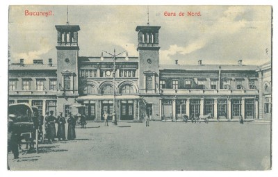 2294 - BUGURESTI, Gara de Nord, Romania - old postcard - used - 1908 foto