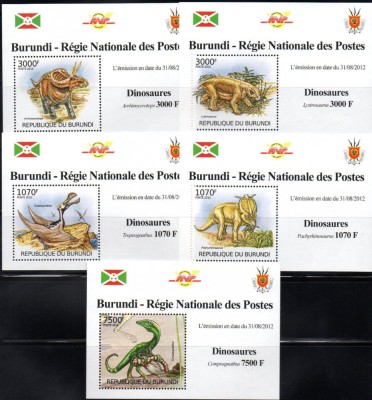 BURUNDI 2012, Fauna - Animale preistorice, Dinozauri, MNH foto