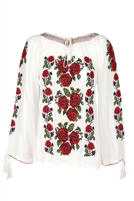Bluza tip ie traditionala, dama, ML26, marime 6XL, alb