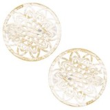 Brose Decorative pentru Perdele din Lemn - Model Flori Alb Aurie, CMCLASS