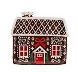 Platou Craciun Casuta Turta Dulce ceramica multicolora II cm 21 x 19 H