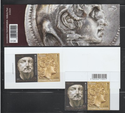 GRECIA 2025 - EUROPA CEPT - DESCOPERIRI ARHEOLOGICE NATIONALE - Serie 2 val. +serie din carnet MNH** foto