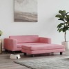 Gossi pat pentru caini cu extensie, roz, 100x50x30 cm, catifea