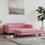 VidaXL Pat pentru c&acirc;ini cu extensie, roz, 100x50x30 cm, catifea