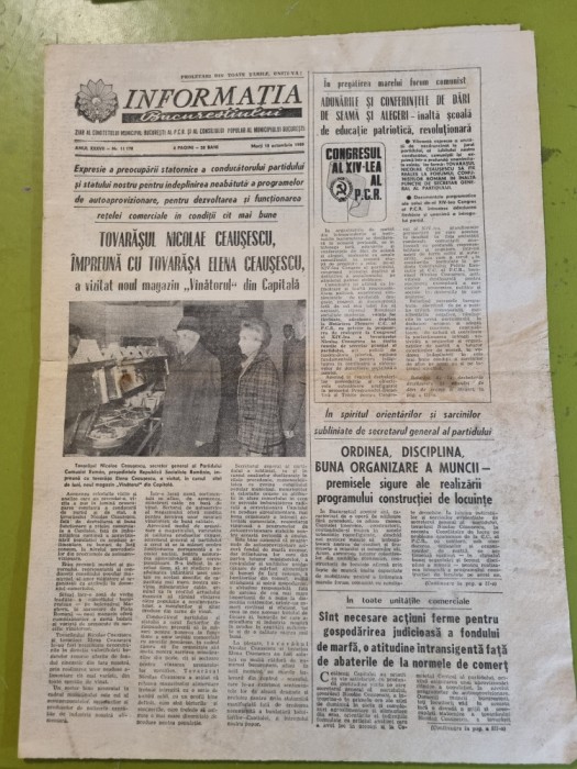 informatia bucurestiului 10 octombrie 1989-ceausescu vizita magazinul vanatorul