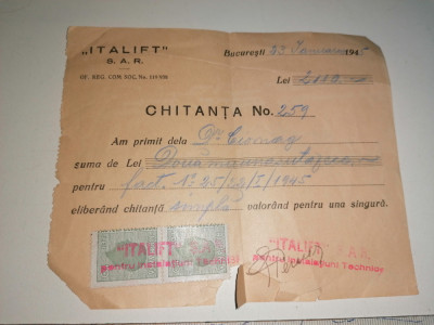 CHITANTA VECHE 1945 ITALIFT SAR foto