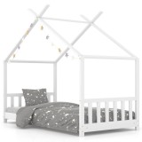 Cumpara ieftin Cadru de pat pentru copii, alb, 70 x 140 cm, lemn masiv de pin