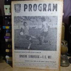 PROGRAM MECI FOTBAL : SPORTUL STUDENTESC - F.C. OLT , 3 IUNIE 1989