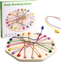 Joc educativ de logică din lemn "Dezleagă firele", joc de inteligență pentru copii și adulți, 4 ani+