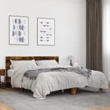 VidaXL Cadru de pat, stejar fumuriu 150x200 cm lemn prelucrat și metal 3280189