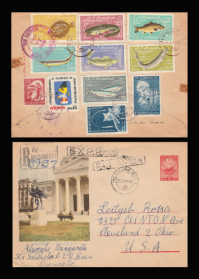 1961 Romania - Plic intreg postal circulat cu seria completa Piscicultura LP 510 foto