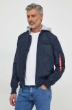 Alpha Industries geaca MA-1 TT Hood barbati, culoarea albastru marin, de tranzitie, 196108