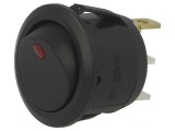 Comutator Rocker Negru LED 24V Rotund ON-OFF 6A/250V