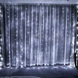Instalatie craciun, tip perdea, ip44, 3 m x 3 m, 240 led-uri, alb rece, cu 8 jocuri de lumini, 31 v, 9w, interconectabila, prelungitor 3 m inclus, fir, Flippy