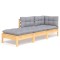 Set mobilier gradina cu perne, 3 piese, gri, lemn masiv pin