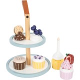 Small foot Tasty Cupcake Display Tray set de jucării din lemn 3 y+ 13 buc