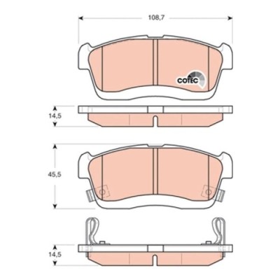 Placute frana Daihatsu Cuore 6 (L251) (L251 L250 L260) 03.03-, Cuore 7 (L275 L285 L276) 12.06-, Sirion (M3) 01.05-, Trevis 06.06-; Subaru Justy 4 01. foto