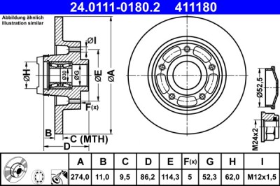 ATE 24.0111-0180.2 Disc frana foto