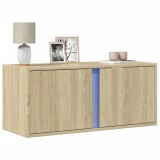 Cumpara ieftin Comodă TV de perete cu lumini LED, stejar sonoma, 80x31x35 cm