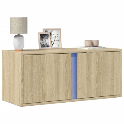 vidaXL Comodă TV de perete cu lumini LED, stejar sonoma, 80x31x35 cm 852259 foto