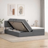 Cumpara ieftin Pat cu storage cu headboard 2 buc. Gri inchis Piele artificiala