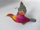 Ornament vintage vechi pasare de hartie care se pliaza (foldable), pentru pom / brad de Craciun , 14x9cm