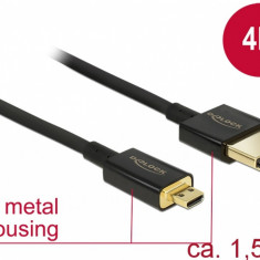 Cablu HDMI la micro HDMI-D T-T 3D 4K 1.5m Slim Premium, Delock 84782