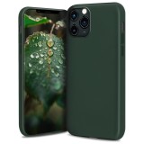 Husa din silicon premium, moozy, pentru iphone 13 pro max, verde inchis, interior din microfibra