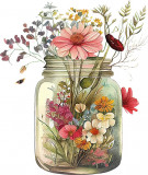 Sticker decorativ, Borcan cu Flori, Multicolor, 70 cm, 1265STK-1