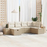 Cumpara ieftin Set de canapele pentru grădină cu pernă 6 pcs Bej Rattan poli