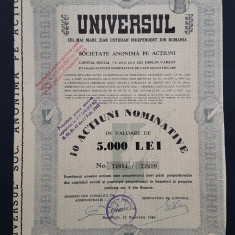 Actiune 1940 ziarul Universul / titlu 10 actiuni