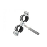 Clema metalica dubla cu cauciuc pentru fixare tevi in perete, 3 / 8&quot;, 15-19 mm, Geko G17280