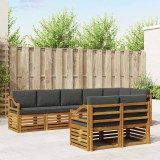 Set canapele gradina vidaXL lemn acacia natural antracit 8 perne exterioare 304x126x73cm