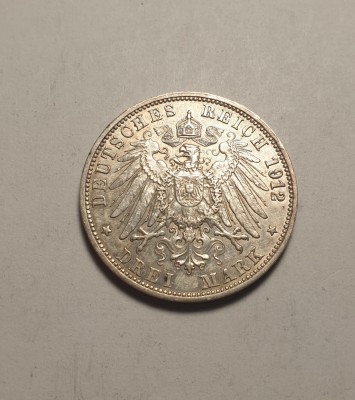 Germania 3 Mark Marci 1912 G Baden foto