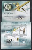 Sao Tome si Principe 2010 - Primul hidroplan al lui Henri Fabre, Colita + Bloc, Cota 20 EURO, MNH