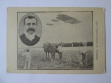 Rară! Carte poștală rom&acirc;nească:Bleriot și monoplanul său 1908