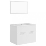 Set mobilier de baie, alb, lemn prelucrat