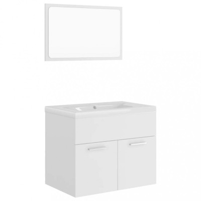 Set mobilier de baie, alb, lemn prelucrat foto
