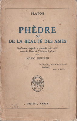 Platon - Phedre ou De la beaute des ames (lb. franceza) foto