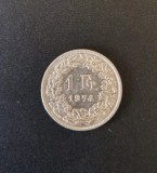 Elvetia 1 Franc 1974 moneda cupru nichel km # 24a, Europa, Cupru-Nichel