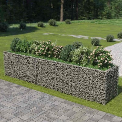 vidaXL Strat &amp;icirc;nălțat gabion, 450 x 90 x 100 cm, oțel galvanizat foto